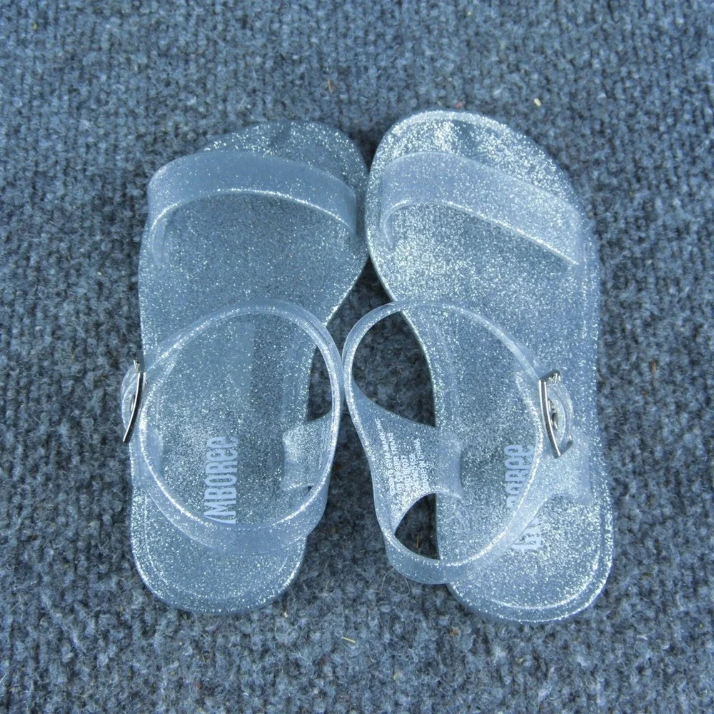 Gymboree Girls Gladiator Size T 9 Medium Shoes‎ Clear Synthetic Buckle